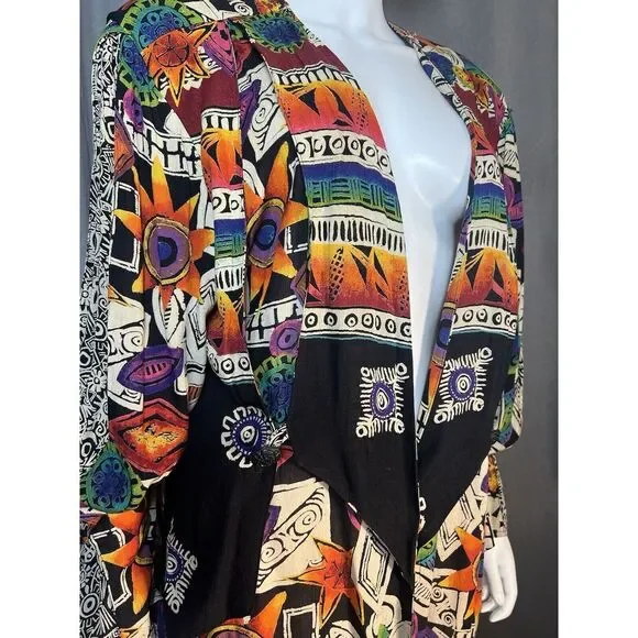 vtg Laura Kieffer‎ Susan Burrowes Artsy Women's 14 Rayon Open Front Cardigan - Picture 11 of 11